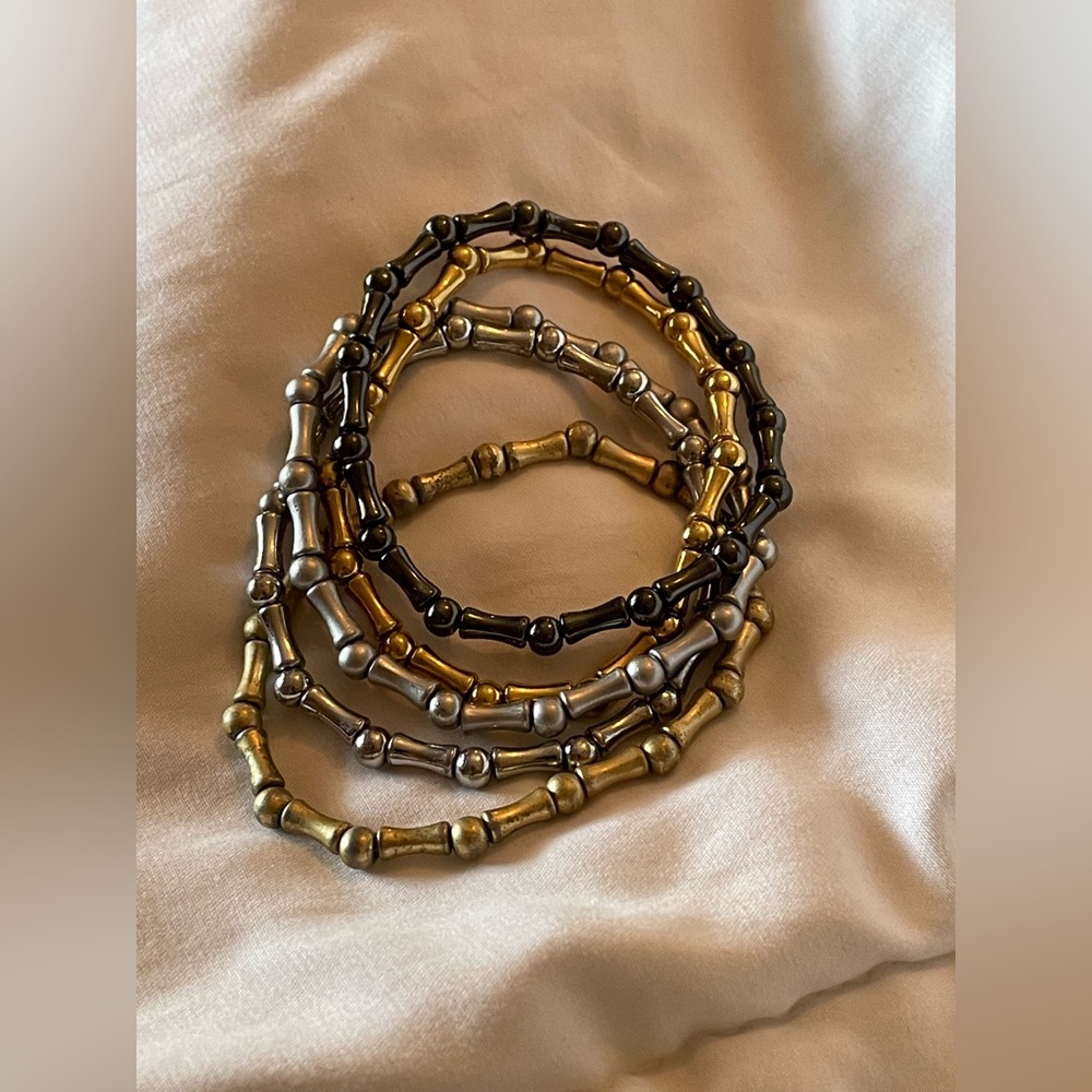 Elegant Gold and Silver Beaded Bracelets